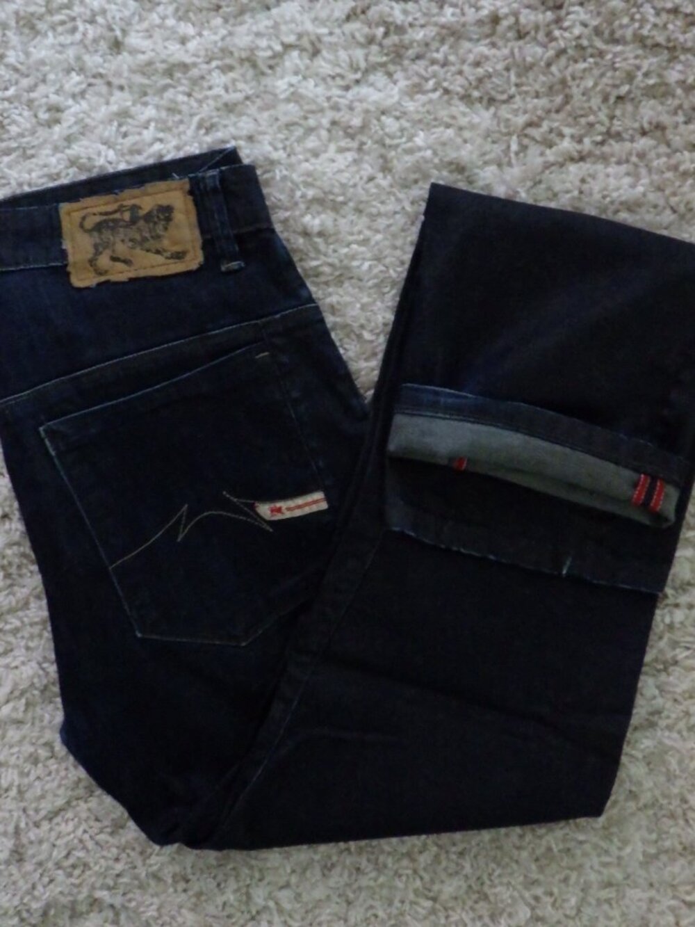 Parasuco Men's Dark Denim Legend Jeans Straight Leg 32 X 32" Graphic Button Fly